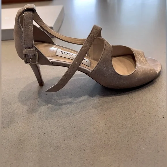 Jimmy Choo Emily 65mm Size: 38 Color: Shimmer Suede Sand - Picture 5 of 9
